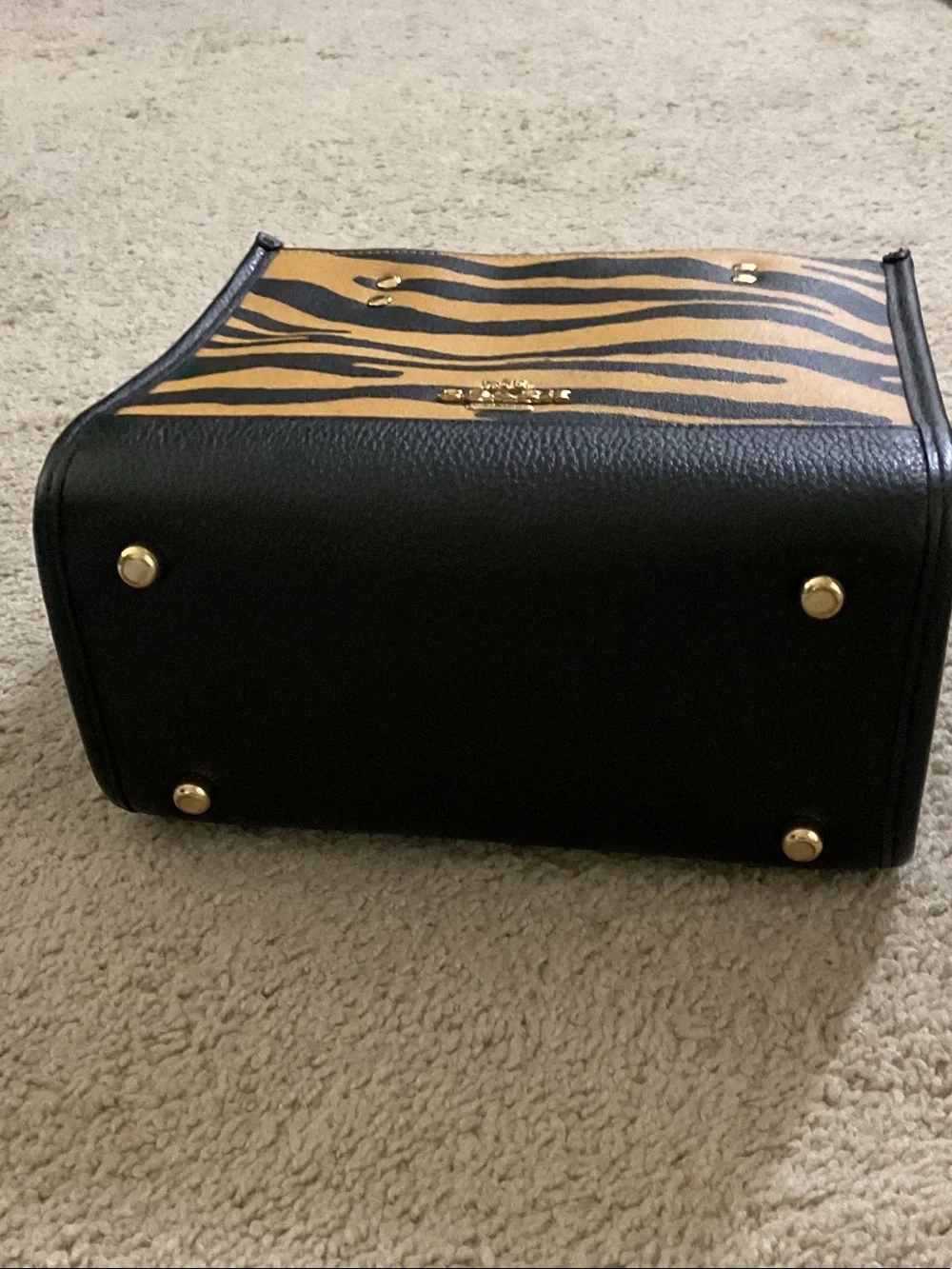Coach Zebra-Print Mini Satchel with guitar Strap
